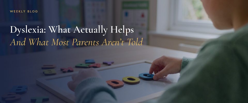 A child arranging coloured magnetic letters to spell a word on a small whiteboard