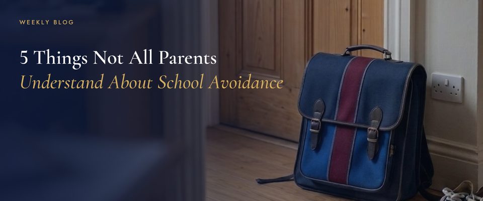 A school bag left by the front door — a common sight for families dealing with emotionally based school avoidance