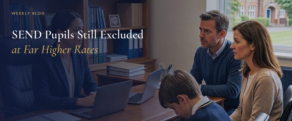 Family in a school meeting — new DfE data on SEND pupils and school exclusions