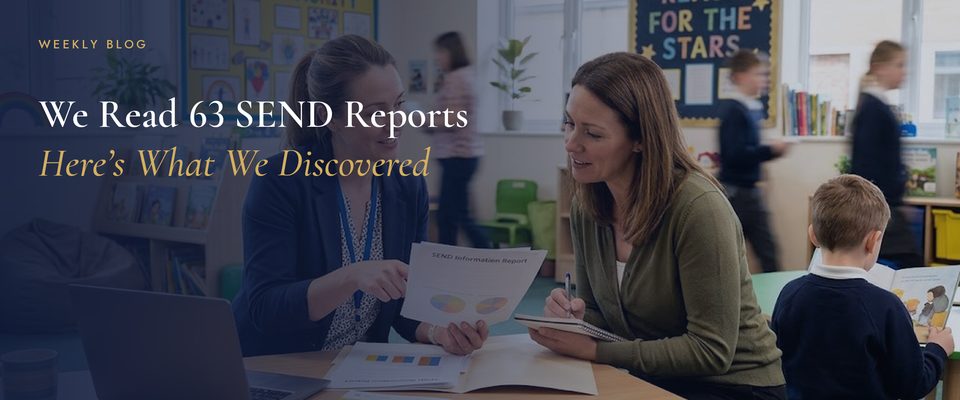 A SENCO and a parent looking through an SEN Information Report together at a classroom table