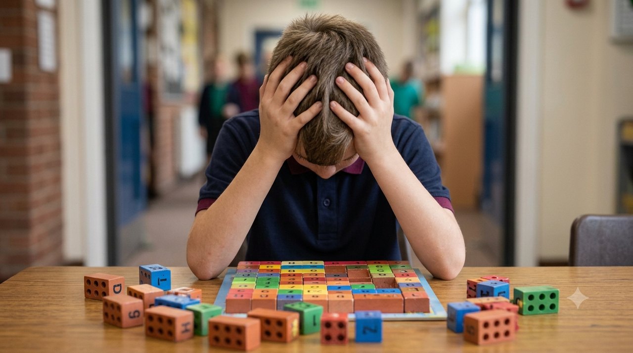Child looking frustrated at an assessment task — Right to Choose autism and ADHD assessments paused until 2027