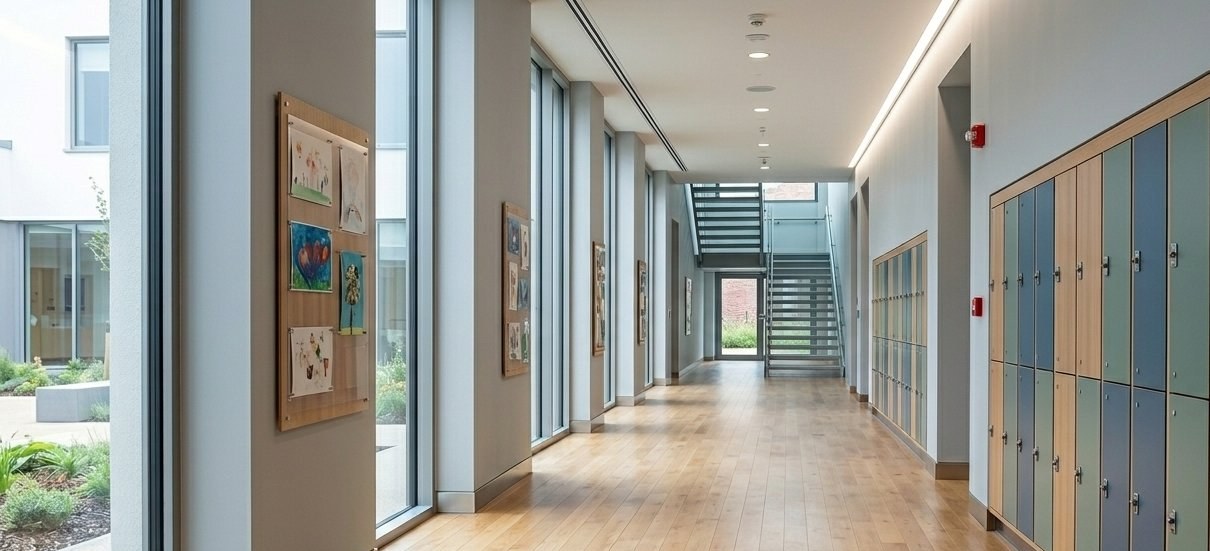 An empty school corridor — more than one in five children in England now receives SEN support